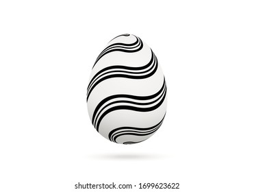 White egg with a pattern for easter  isolated on a white background.