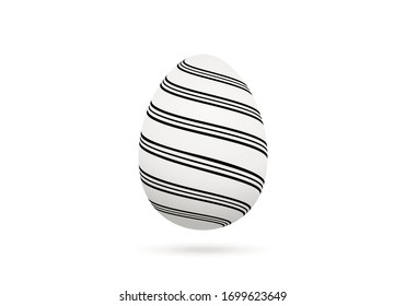White egg with a pattern for easter  isolated on a white background.