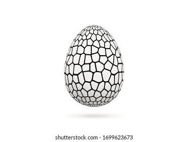 White egg with a pattern for easter  isolated on a white background.