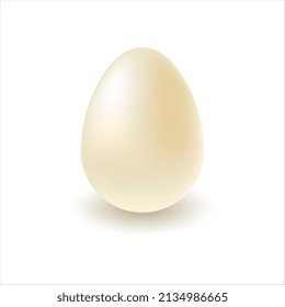 Huevo blanco con sombras realistas aisladas sobre fondo blanco. Plantilla de diseño para vacaciones de Pascua. Ilustración vectorial