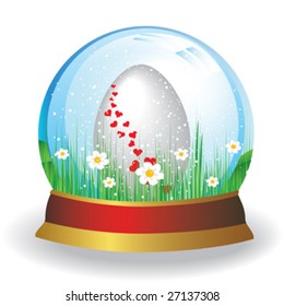 white egg and red heart, christal ball