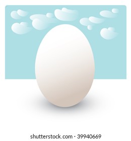white egg with sky and clouds