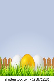 White egg with smiling face painted spray paint.Realistic vector illustration isolated on white background.