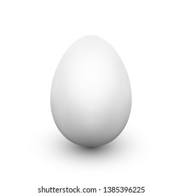 White egg with soft shadow isolated on white background. Single realistic animal egg. Template for Easter holiday. Realistic vector illustration