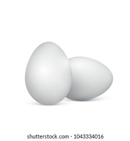 White Eggs on a white background. Healthy food. Easter symbol. Vector illustration