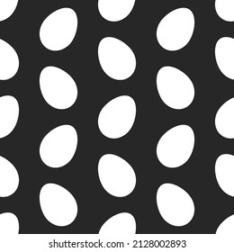 White eggs on black background seamless pattern. Vector illustration.