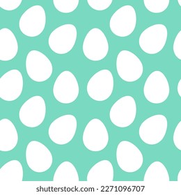 White eggs on blue background seamless pattern. Easter eggs wallpaper. Vector illustration.