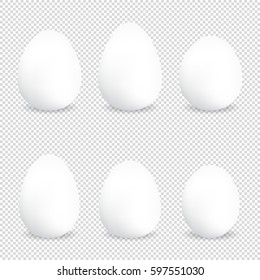 White eggs various forms on a transparency background. Vector illustration