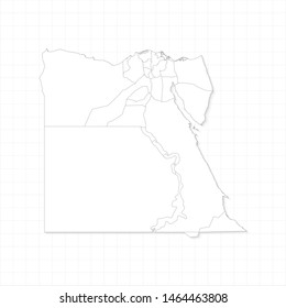 White Egypt map and grid vector. Thin gray outline on white background. EPS10.
