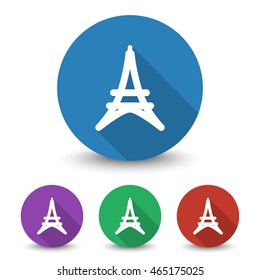 White Eiffel Tower icon in different colors set