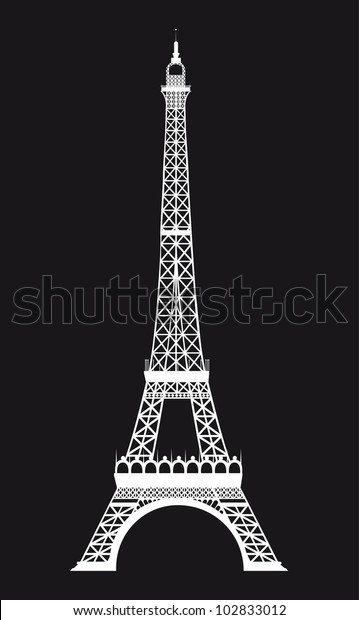 White Eiffel Tower Over Black Background Stock Vector (Royalty Free