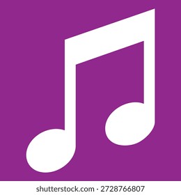 Símbolo musical de oitava nota branca no fundo roxo para aplicativos de música