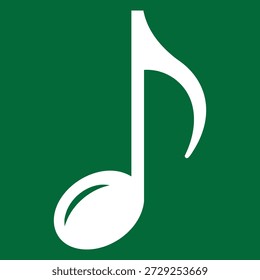 Símbolo musical de oitava nota branca sobre fundo verde