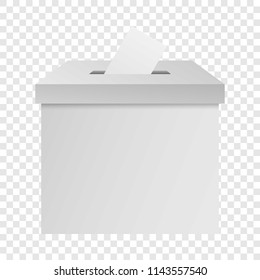 White election box mockup. Realistic illustration of white election box vector mockup for on transparent background