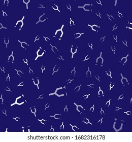 White Electric cable icon isolated seamless pattern on blue background.  Vector Illustration