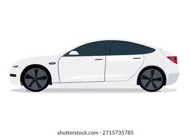 Coche eléctrico blanco que se mueve con la animación del arte del pixel en un fondo limpio
