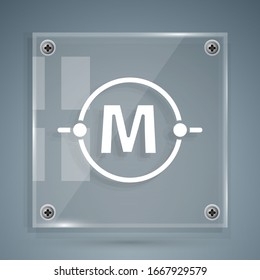 White Electric circuit scheme icon isolated on grey background. Circuit board. Square glass panels. Vector Illustration