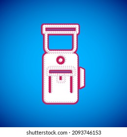 White Electric coffee grinder icon isolated on blue background.  Vector