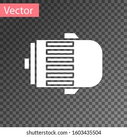 White Electric engine icon isolated on transparent background. Car alternator.  Vector Illustration