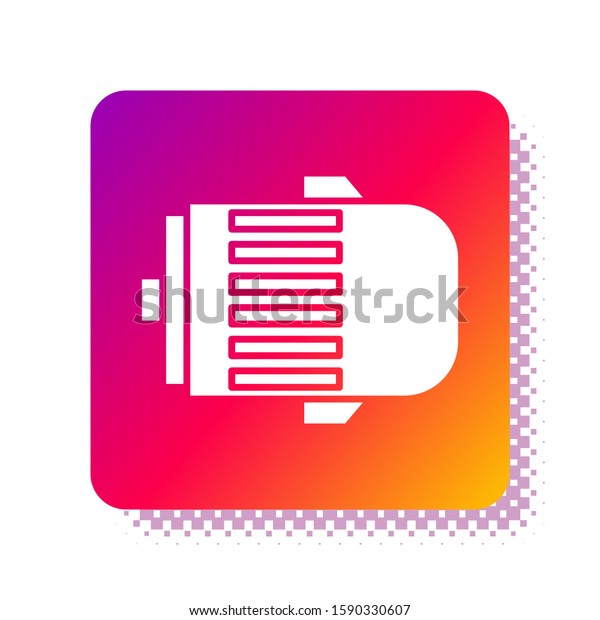 White Electric\
engine icon isolated on white background. Car alternator. Square\
color button. Vector\
Illustration