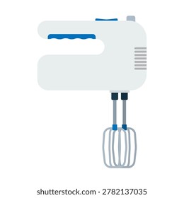 White electric hand mixer with beaters for baking and cooking