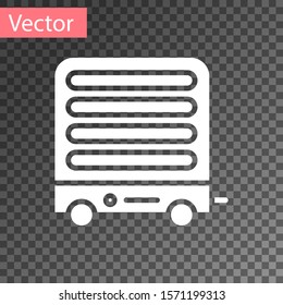 White Electric heater icon isolated on transparent background. Infrared floor heater with remote control. House climate control.  Vector Illustration