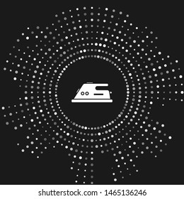 White Electric iron icon isolated on grey background. Steam iron. Abstract circle random dots. Vector Illustration
