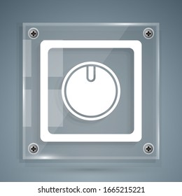 White Electric light switch icon isolated on grey background. On and Off icon. Dimmer light switch sign. Concept of energy saving. Square glass panels. Vector Illustration