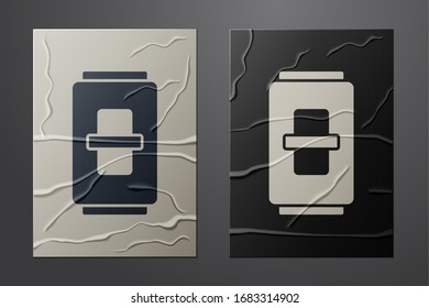 White Electric light switch icon isolated on crumpled paper background. On and Off icon. Dimmer light switch sign. Concept of energy saving. Paper art style. Vector Illustration