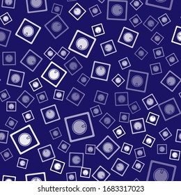 White Electric light switch icon isolated seamless pattern on blue background. On and Off icon. Dimmer light switch sign. Concept of energy saving.  Vector Illustration