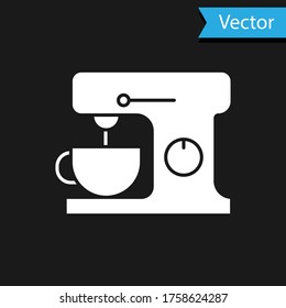 White Electric mixer icon isolated on black background. Kitchen blender. Vector Illustration