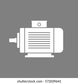  White electric motor vector icon, object on grey background 