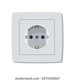 White electric outlet. Vector illustration in flat design