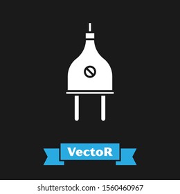 White Electric plug icon isolated on black background. Concept of connection and disconnection of the electricity.  Vector Illustration