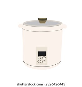 White electric rice cooker isolated on a white background with clipping path.
