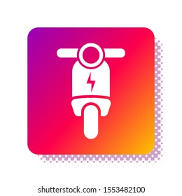 White Electric scooter icon isolated on white background. Square color button. Vector Illustration