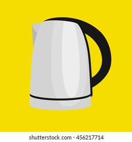 White electric tee kettle isolated, cooking equipment and kitchenware, cartoon kitchen utensil, domestic tools