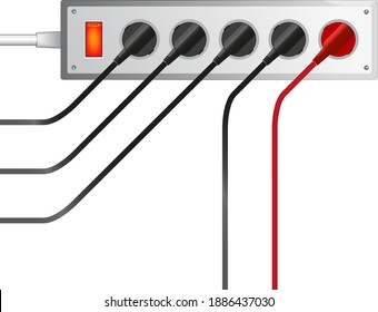 White electrical extension cord with cabels