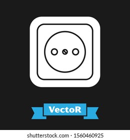 White Electrical outlet icon isolated on black background. Power socket. Rosette symbol.  Vector Illustration