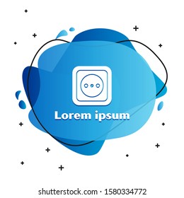 White Electrical outlet icon isolated on white background. Power socket. Rosette symbol. Abstract banner with liquid shapes. Vector Illustration