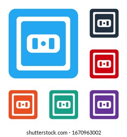 White Electrical outlet icon isolated on white background. Power socket. Rosette symbol. Set icons in color square buttons. Vector Illustration