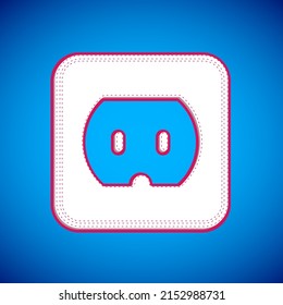 White Electrical outlet icon isolated on blue background. Power socket. Rosette symbol.  Vector