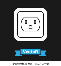 White Electrical outlet in the USA icon isolated on black background. Power socket.  Vector Illustration