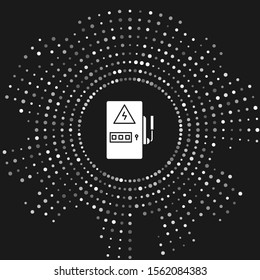 White Electrical panel icon isolated on grey background. Abstract circle random dots. Vector Illustration