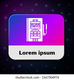White Electrical panel icon isolated on black background. Rectangle color button. Vector Illustration