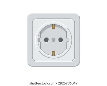 White Electrical Wall Power Outlet Socket Vector Illustration for Energy Supply