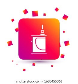 White Electronic cigarette icon isolated on white background. Vape smoking tool. Vaporizer Device. Square color button. Vector Illustration