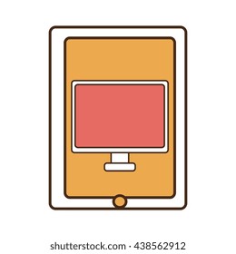 white electronic device with colorful screen over isolated background,vector illustration