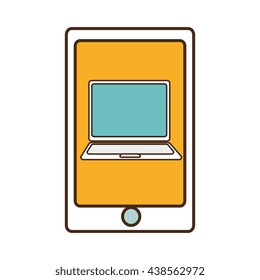 white electronic device with colorful screen over isolated background,vector illustration