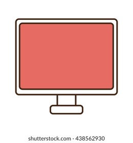 white electronic device  with red screen over isolated background,vecotor illustration